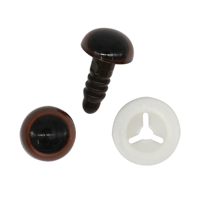 Глаза  10мм пластик с фиксатором коричневый набор 24шт. за 1шт 7722412														