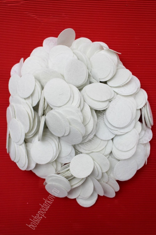 Фетровые кружочки D=4.0см белый набор 20шт.  Больше подарков 710-71														