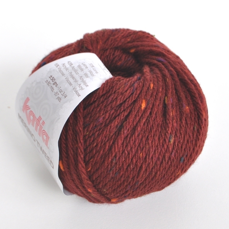 Пряжа "Katia "MERINO TWEED" 407 бордо 20*50 г. 80м 51%  шерсть. 43% акрил. 6% вискоза 407														