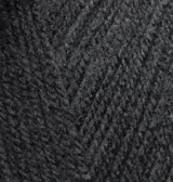 Пряжа "SEKERIM BEBE" 60 черный 5*100 г. 350м 100% акрил   ALIZE 60														