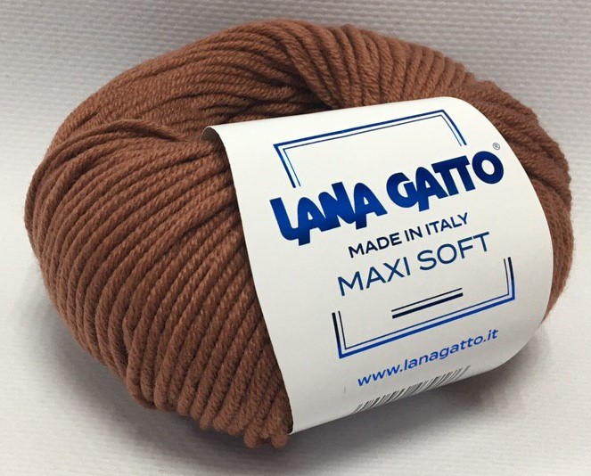 Пряжа "MAXI SOFT" 13737 терракот 10*50 г. 90м 100% мериносовая шерсть экстрафайн  LANA GATTO 13737														