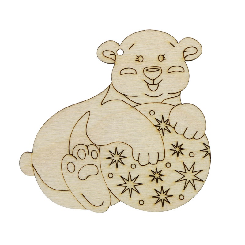 Заготовки деревян. Мишка с игрушкой 8,9*9,9*0,3см  Астра 559657/L-1324														