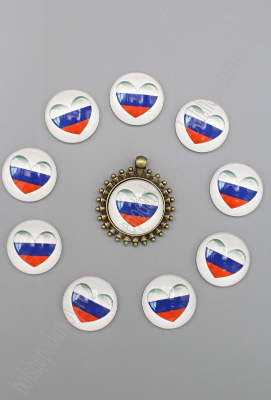 Декор Фишки эпоксидные "Сердце. Триколор"  d=25мм набор 10 шт. за 1шт. SF-2725/256-309/A-256														