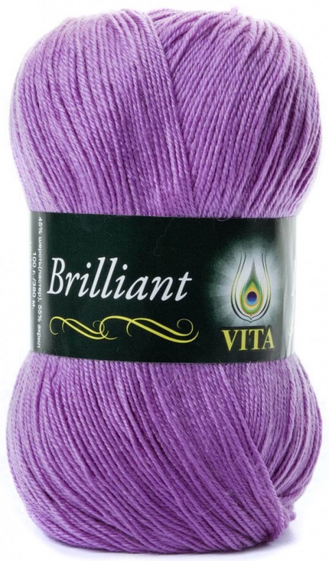 Пряжа "BRILLIANT" 4961 сиреневый 5*100 г. 380м 45% шерсть, 55 % акрил  VITA