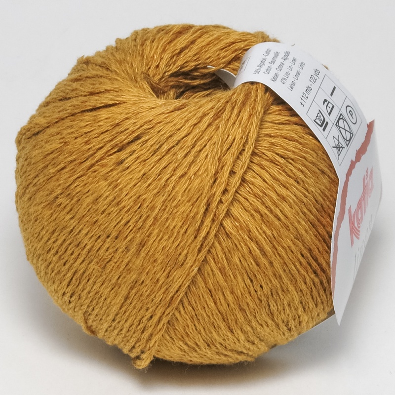 Пряжа "Katia LINEN" 26 горчица 50г/112м 53% хлопок ,47% лён  														