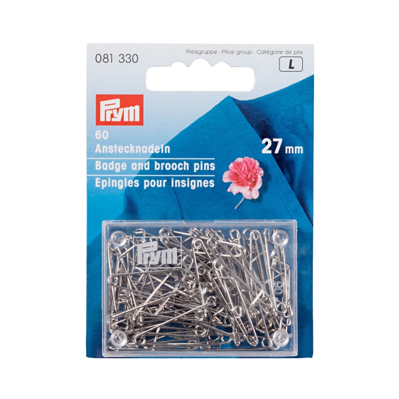 Булавки для бантов и значков 27мм металл серебро набор 60шт. Prym 081330 Булавки для бантов и значков 27мм металл серебро набор 60шт. Prym 081330