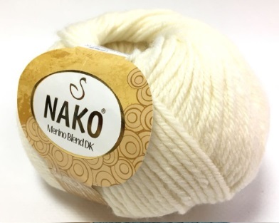 Пряжа "MERINO BLEND DK" 300 белый 6*50 г. 105м 80% шерсть ягненка 20% шерсть Мерино  NAKO 300														