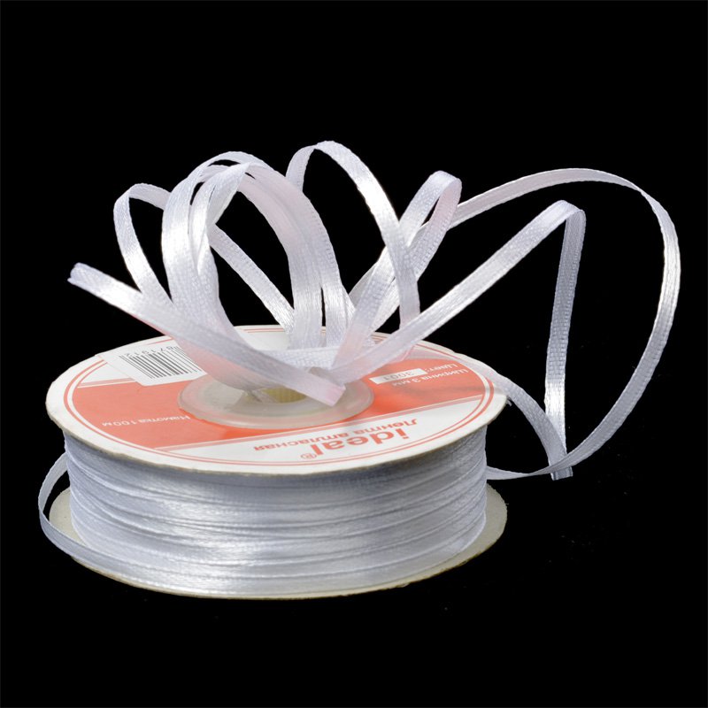 Лента атласная  6мм 8001/3001 белый, 6мм*32,9м за 1 м 8001/110-31/SF-362														