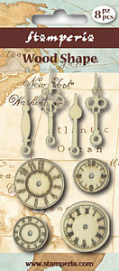 Декоративный элементы Часы и стрелки  набор 8шт. дерево SBA50														