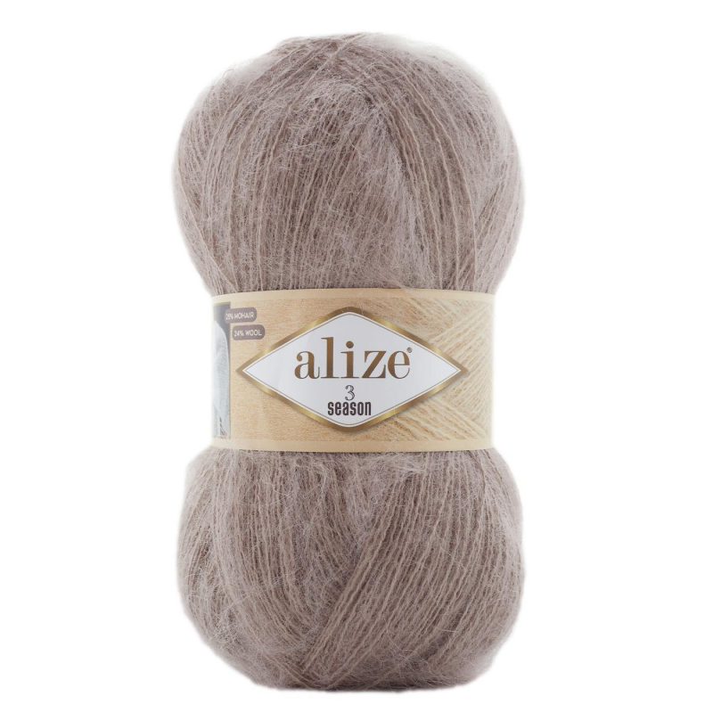 Пряжа "3 season" 541-серо-бежевый 100г/500м 25% мохер, 24% шерсть, 51% акрил