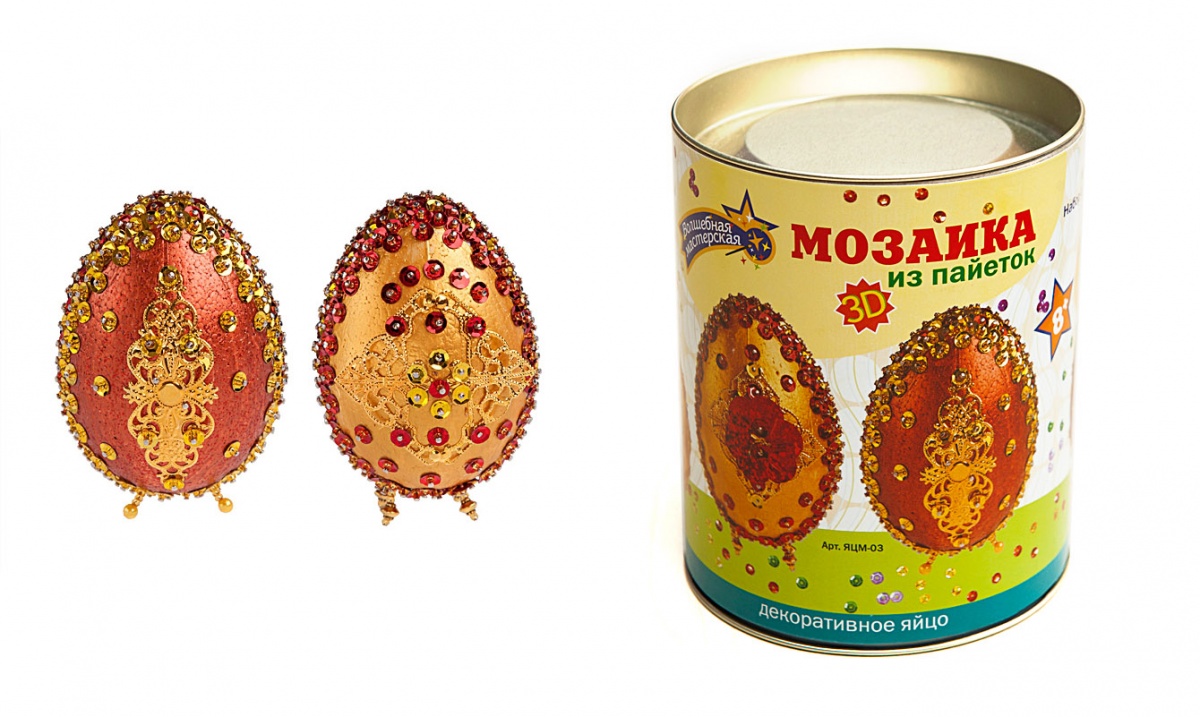 Набор для творчества "Картина из пайеток. Декоративное яйцо" 3D 8*5.5см в коробке  Вес. мастер. ЯЦМ-03														