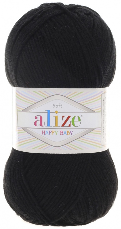 Пряжа "HAPPY BABY" 60 черный 5*100 г. 350м 65% акрил, 35% полиамид  ALIZE