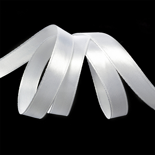 Лента атласная 12мм 3001 белый, 12мм*27,4м 3001														