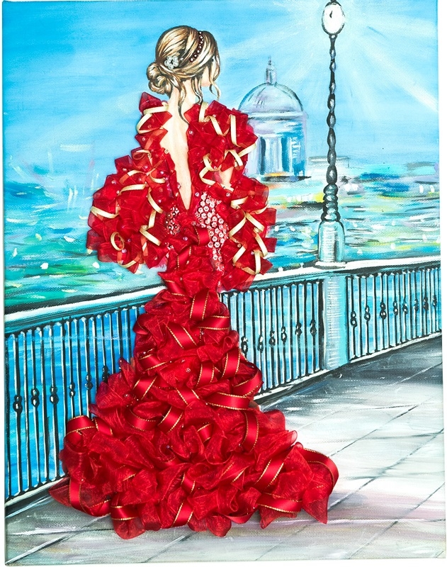 Набор для творчества "Мозаика из пайеток на холсте Девушка в красном"  Волшебная мастерская