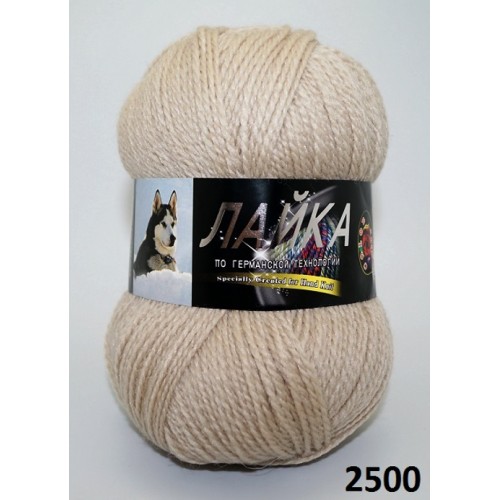 Пряжа "Лайка" 2500 беж 5*100 г. 300м 75%меринос 25%шерсть собаки  COLOR CITY 2500														