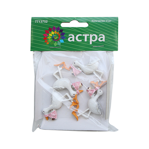 Объемные фигурки Аист с младенцем розовый 40мм за 1шт АСТРА 7713752/LR15-4583