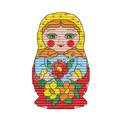 Вышивка крестом ИСКУСНИЦА "Матрешка/Мартышка" мулине (13*17см) 2067/121														