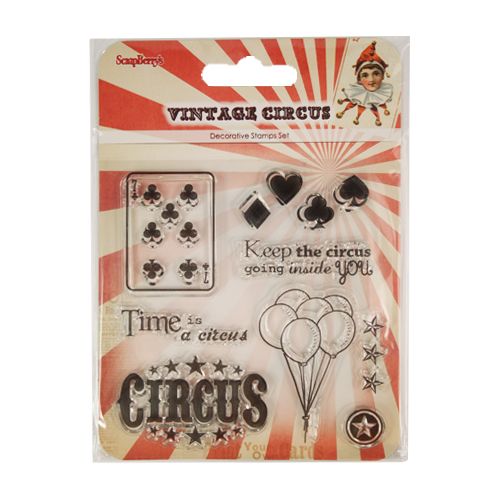 Штамп "Старый цирк. Карты" (англ.) набор 10,5*10,5см  ScrapBerrys SCB4904024b														