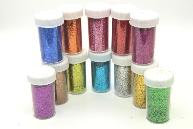 Блестки цветные оформит. набор 12цв. в баночках по 60мл 84766														