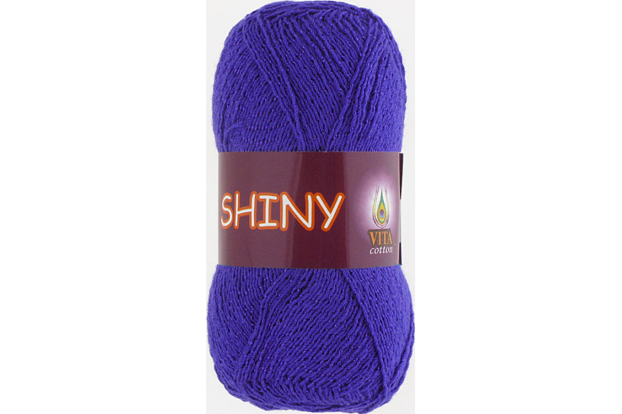 Пряжа "SHINY" 5074 синий с люрексом 10*50 г. 250м 95% хлопок. 5% металлик  VITA