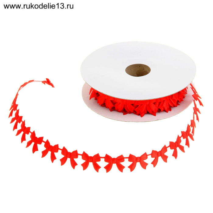 Лента фигурная  "Бантики" 18мм красный 18мм*25м 896334