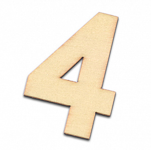 Заготовки деревян. Цифра 4 цв. натуральный 2*40мм набор 10шт. за 1шт. фанера  EFCO 2490504														