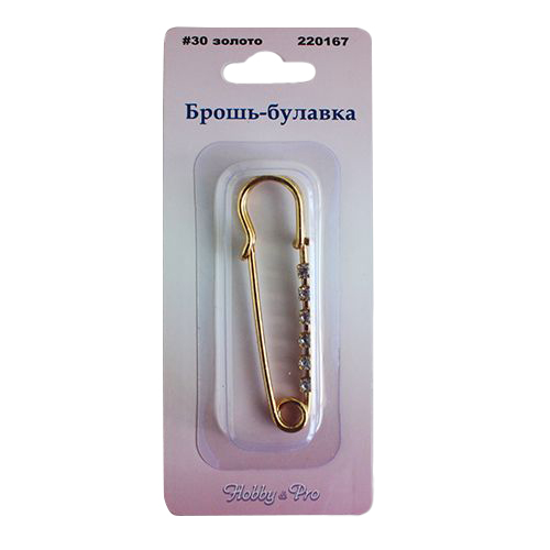Брошь-булавка со стразами, цвет # 30 золото 30см  Hobby Pro 220167														