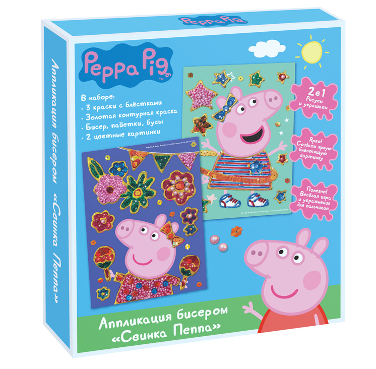 Набор для творчества "Аппликация из бисера. Пеппа" А4  КРЕАТТО