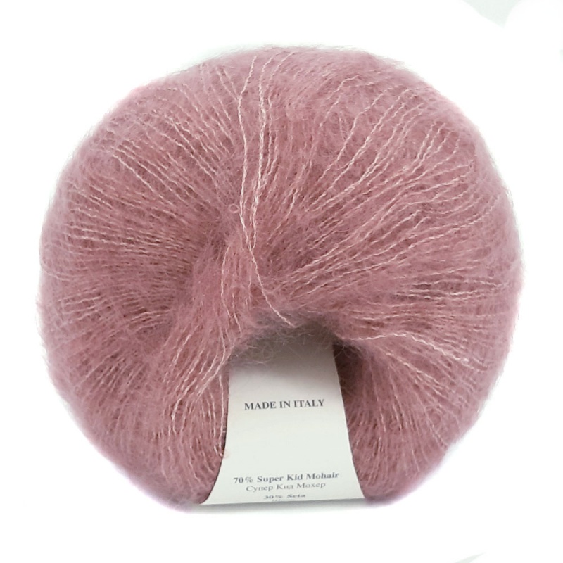 Пряжа "Vittorio" 1022 сухая роза 10*25г. 200м. 70% мохер, 30% шёлк  Kutnor 1022														