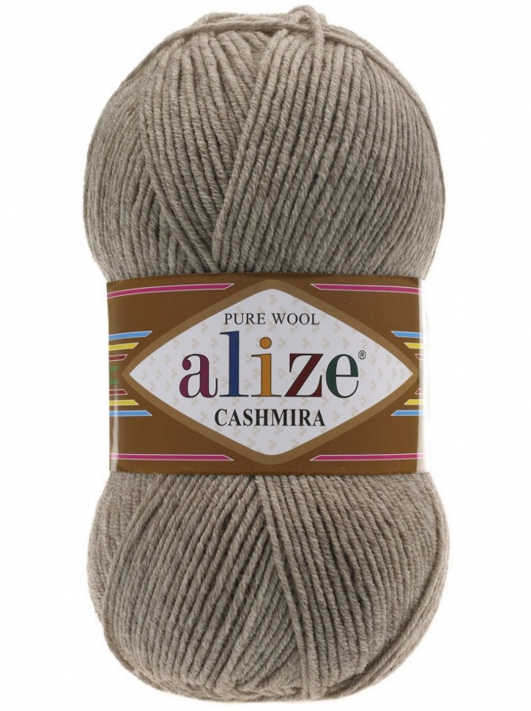 Пряжа "CASHMIRA PURE WOOL" 207 кофе с молоком 5*100 г. 300м 100% шерсть  ALIZE