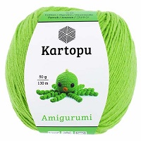Пряжа "AMIGURUMI" 1390 лайм 5*50 г. 130м 51% акрил, 49% хлопок  Alize	