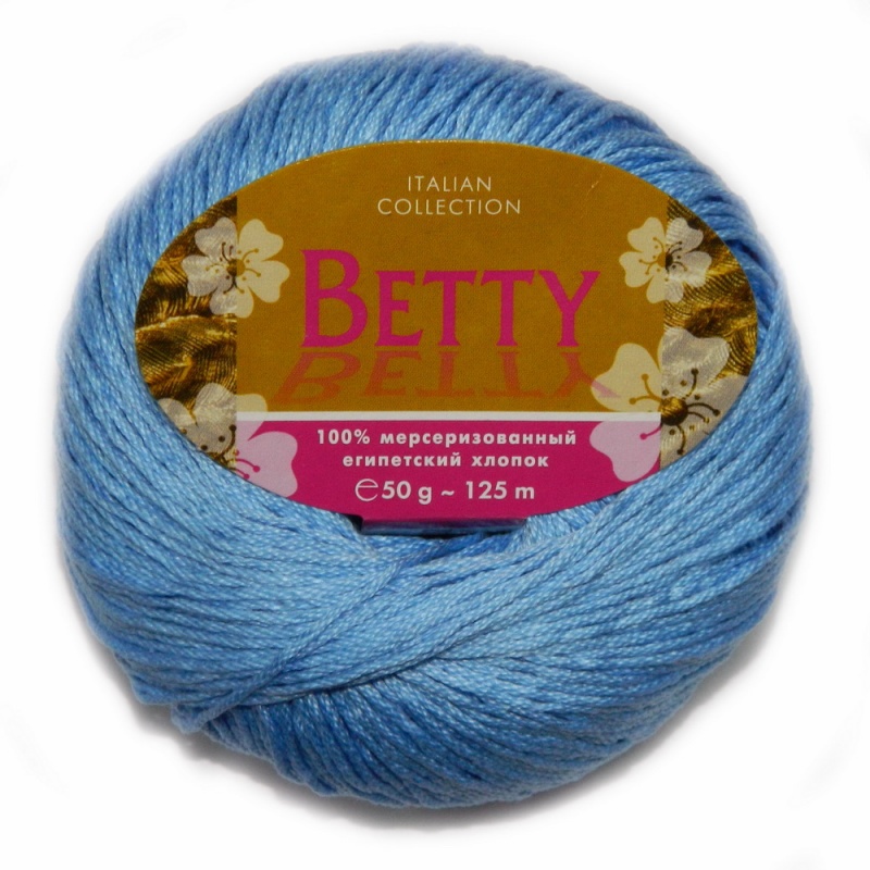 Пряжа "BETTY" 59 голубой 10*50 г. 125м 100% мерсеризованный хлопок  Weltus