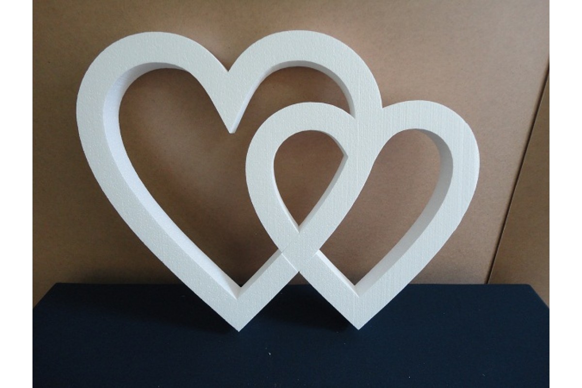 Пенопласт белый Сердце контурное двойное d=5см h=20 (1шт.)