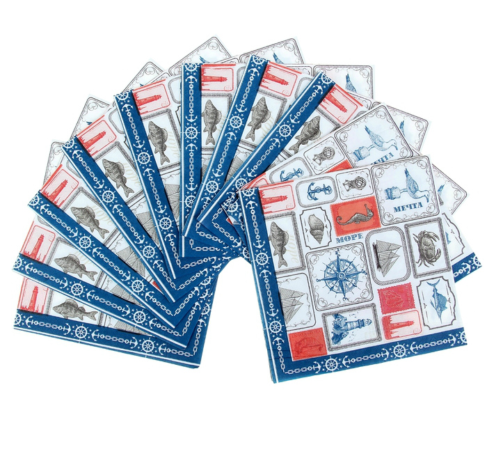 Салфетки для декупажа 33*33см, Море, 3-хслойные  СЛ 1035345