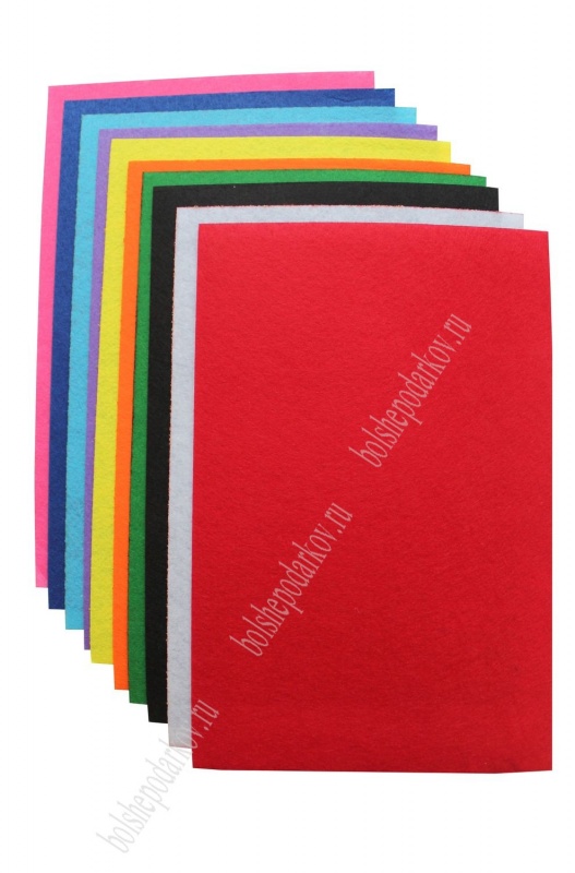 Фетр жесткий 10цв. 10л. ассорти 1мм  А4 набор  Больше подарков SF-206														