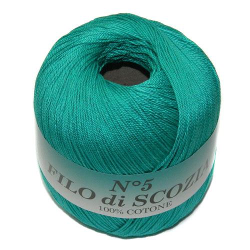 Пряжа "FILO di SCOFIA №5"  49 зеленая бирюза 10*50 г. 226м 100% хлопок  Италия 49														