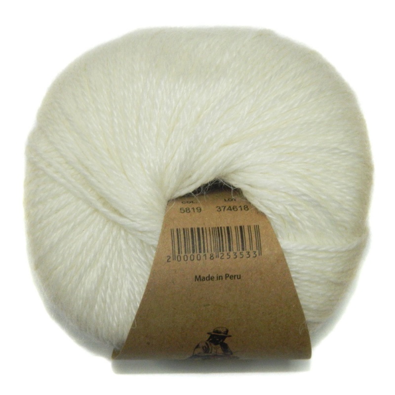 Пряжа "ALPACA SILK" 5819 белый 50 г/150м 60 % альпака,40 % шелк