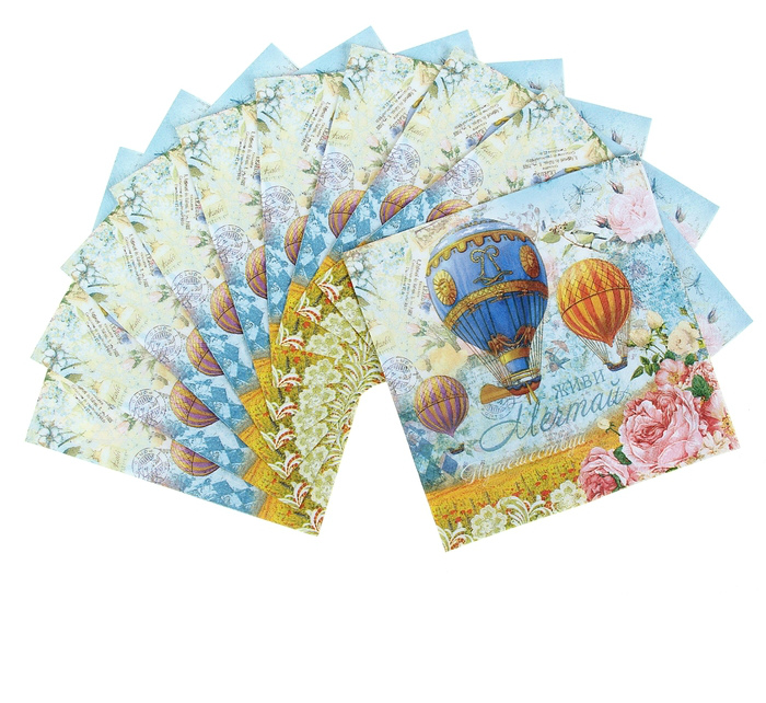 Салфетки для декупажа 33*33см, Аэростаты, 3-хслойные  СЛ 1035347