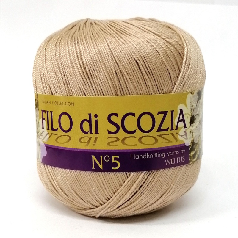 Пряжа "FILO di SCOFIA №5" 78 бежевый 10*50 г. 226м 100% хлопок  Италия 78														