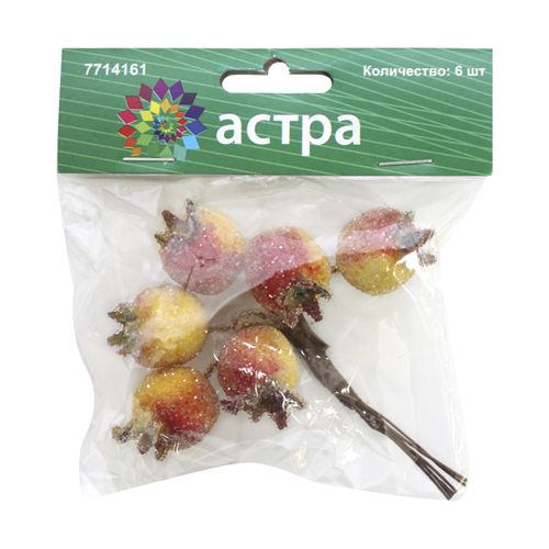 Декор Букет Шиповник красно-желтый в сахаре 6шт.  Астра 7714161/HQY15-P1950														