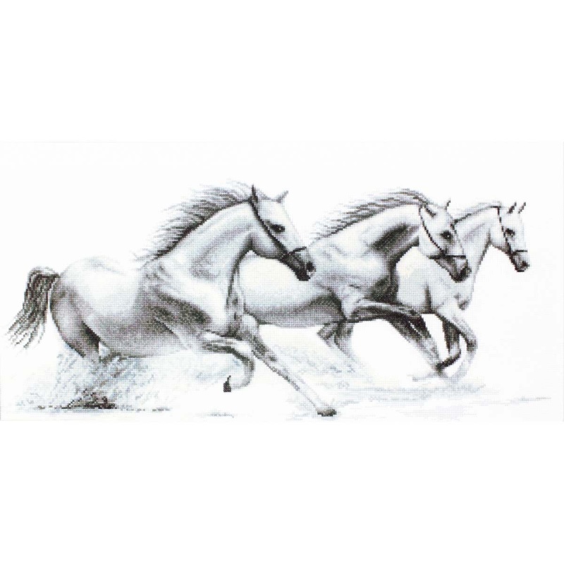 Вышивка крестом Luca-S "Белые лошади" мулине 47*21,5см