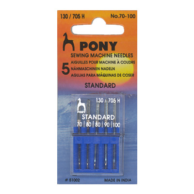 Иглы для быт.шв.машин стандартные №70-100 (в пачке 5 шт.)  PONY 51002														