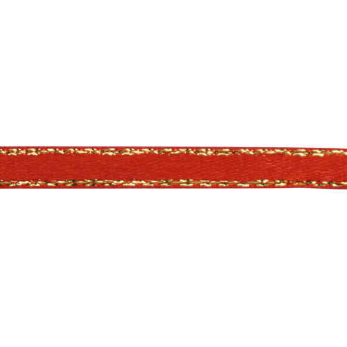 Лента атласная одностор. с золотой нитью  6мм красный  6мм*22,86м за 1 м 7722865														