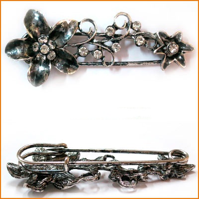 Булавка декоративная 30*75мм черненое серебро ГСХ14245														