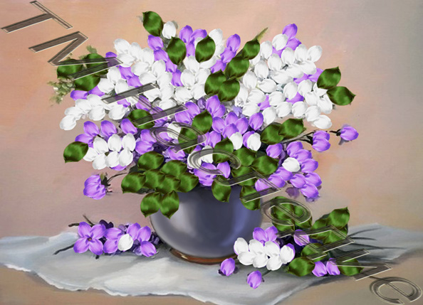 Канва с рисунком лентами "Ландыши" А3,  Наследие Л3-054														