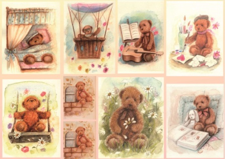 Декупажная карта Медвежата А4  РТО Karal262														