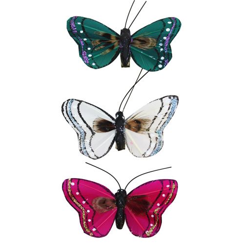Бабочка с клипсой 6см цвет ассорти набор 3шт. за 1шт. TH150777