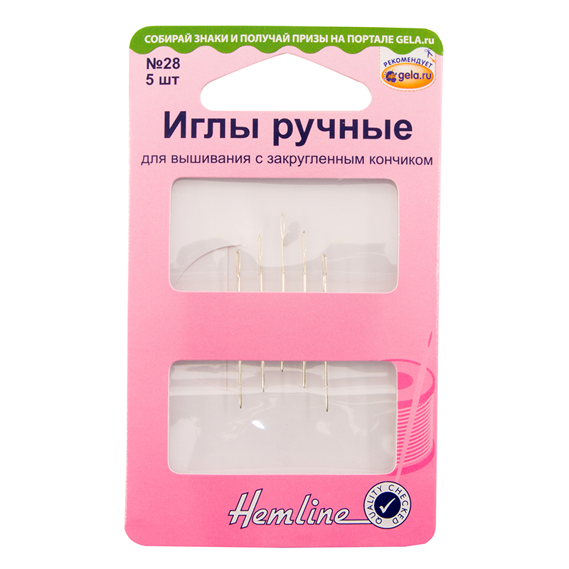 Иглы для вышивания №28 со скругленным острием (набор 5шт.) в пакете Hemline 203.28 Иглы для вышивания №28 со скругленным острием (набор 5шт.) в пакете Hemline 203.28