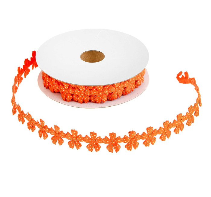 Лента фигурная  "Цветочки" 20мм оранжевый, 20мм*9м