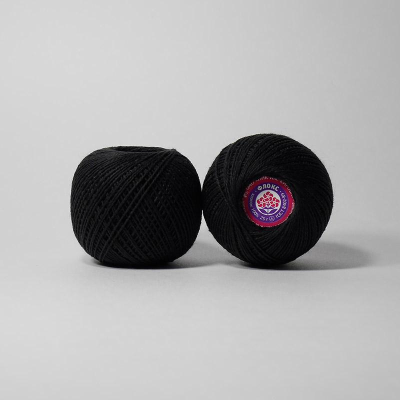 Пряжа "Флокс" 4305 черный 20*25 г. 150м 100% хлопок  ПНК им. Кирова
